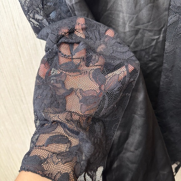 Victoria's Secret Y2K Black Satin Chemise with Lace Trim - Picture 2 of 5